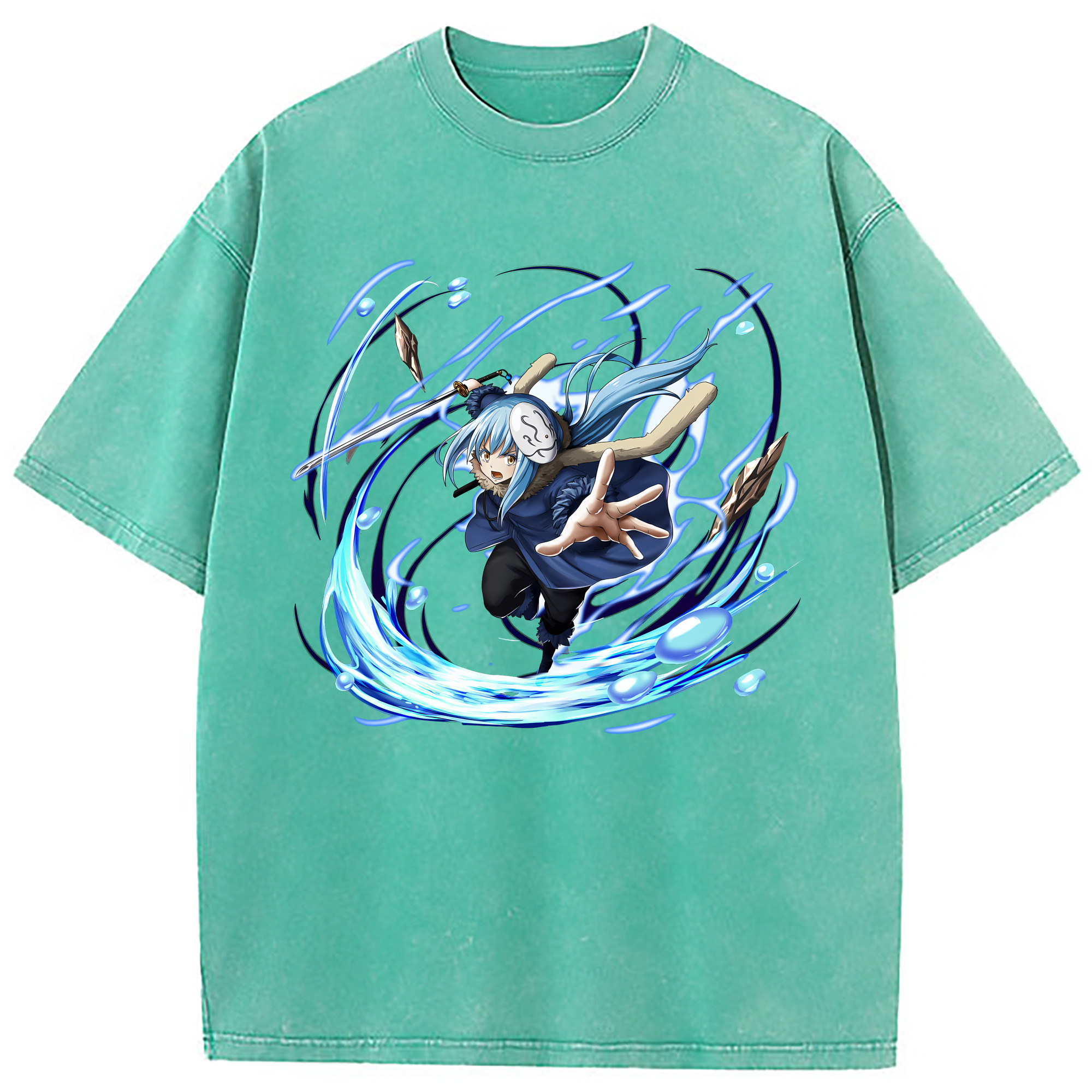 （画像用） 転スラ Regarding Reincarnated to Slime 綿100% ヴィンテージ風 半袖Tシャツ（フロントプリント）